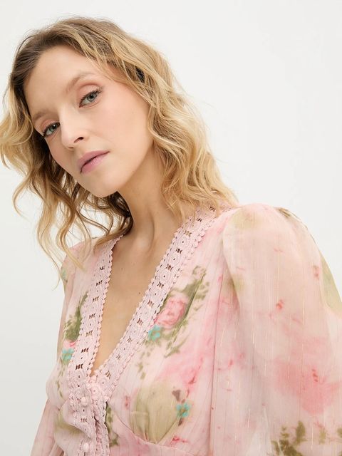 Answear.LAB sukienka kolor różowy maxi rozkloszowana