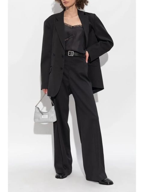 MM6 Maison Margiela lace-detail silk top - Black - zdjęcie produktu nr 2