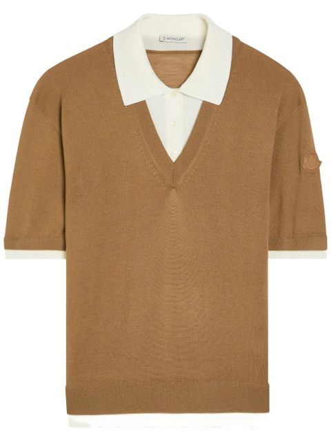 Moncler wool V-neck sweater - Brown - zdjęcie produktu nr 2