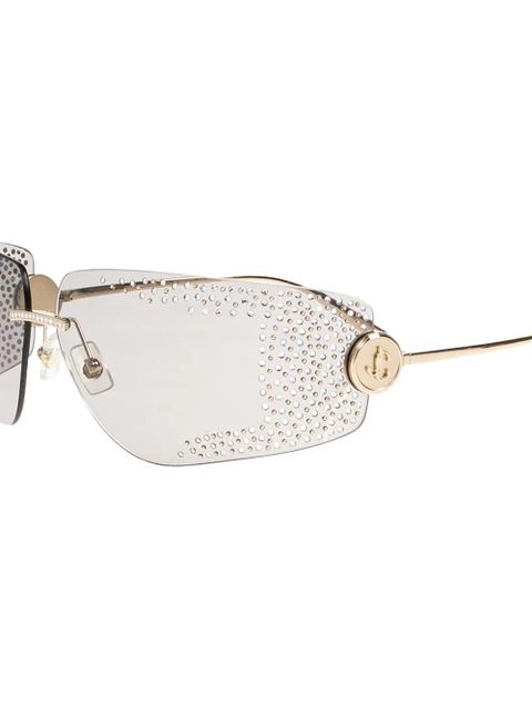 Jimmy Choo crystal-embellished rimless sunglasses - Brown