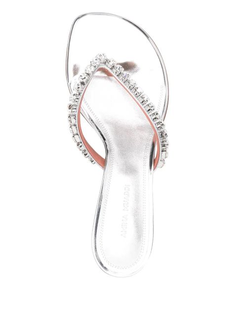Amina Muaddi 45mm crystal-embellished mules - Silver