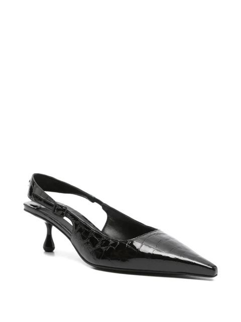 Jimmy Choo Amel pointed croc-effect slingback pumps - Black - zdjęcie produktu nr 2