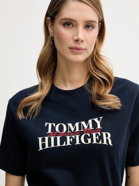 Tommy Hilfiger t-shirt bawełniany damski kolor granatowy WW0WW47884