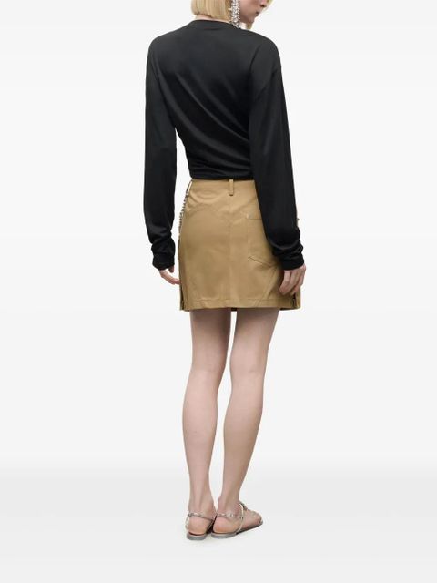 AREA crystal-flower draped top - Black