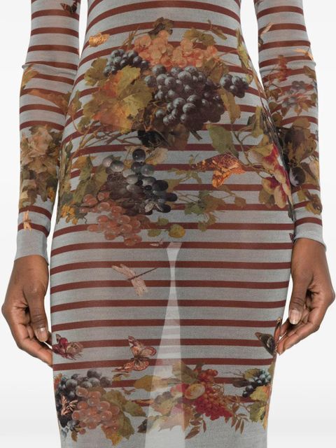 Jean Paul Gaultier striped printed maxi dress - Grey