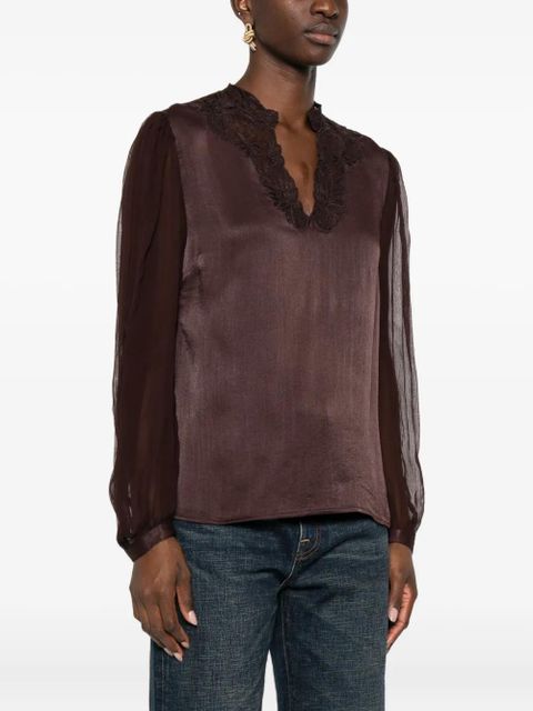 TWINSET lace-detailing blouse - Brown