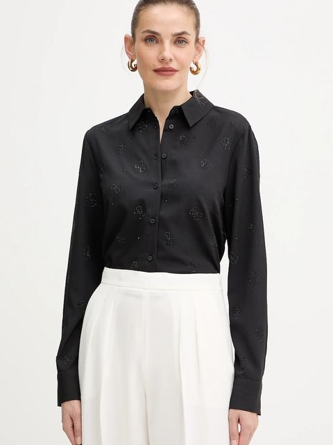 Guess koszula damska kolor czarny regular z kołnierzykiem klasycznym W5BH80 W2982 - zdjęcie produktu nr 1