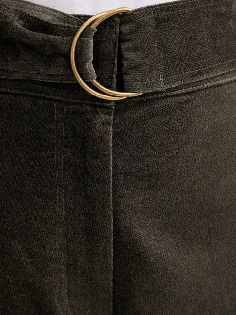 Sessun spodnie welurowe damskie kolor zielony proste high waist 25107029