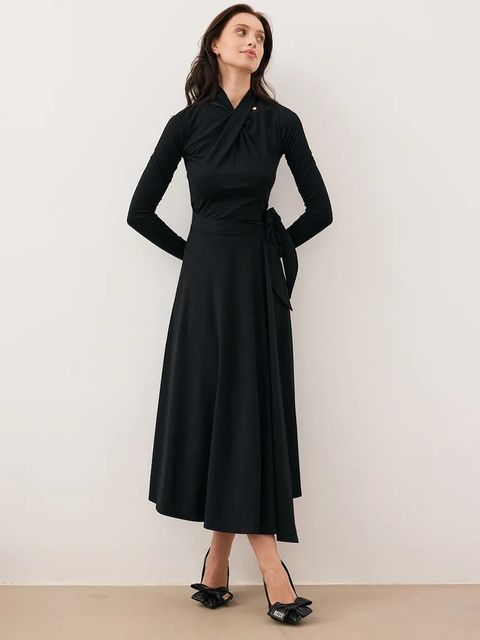 Bizuu sukienka ROTTA kolor czarny midi rozkloszowana ROTTA CZARNY