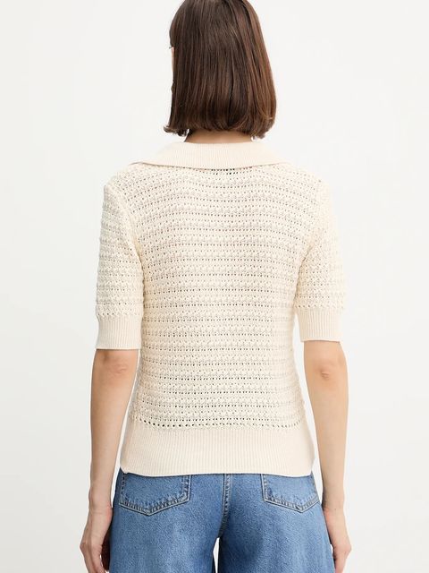 Morgan sweter damski kolor beżowy lekki MDEFILE