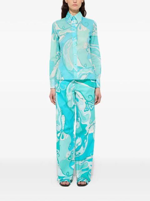 PUCCI Orchidee-print cotton shirt - Blue - zdjęcie produktu nr 2