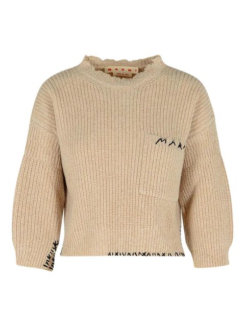 Marni logo-embroidered side-split sweater - Neutrals - zdjęcie produktu nr 1