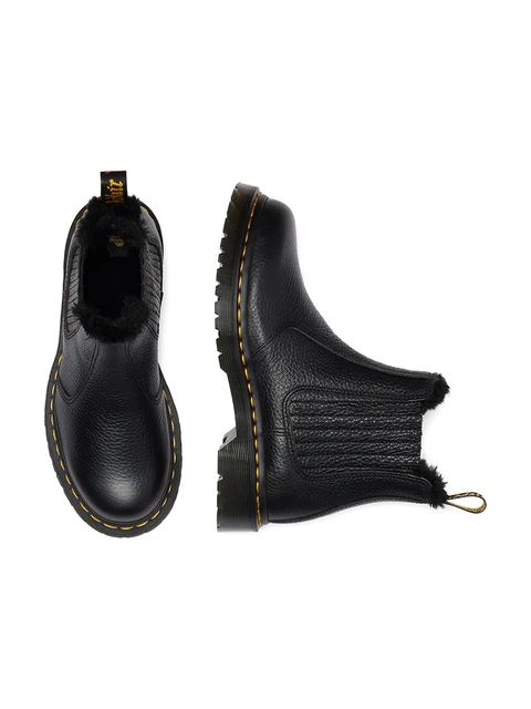 Dr. Martens sztyblety skórzane 2976 Leonore II damskie kolor czarny na platformie lekko ocieplone DM41416001