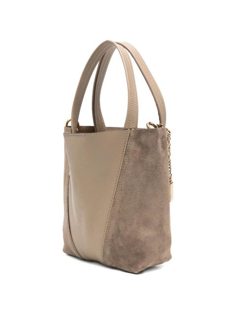 Chloé small suede grained leather tote bag - Neutrals