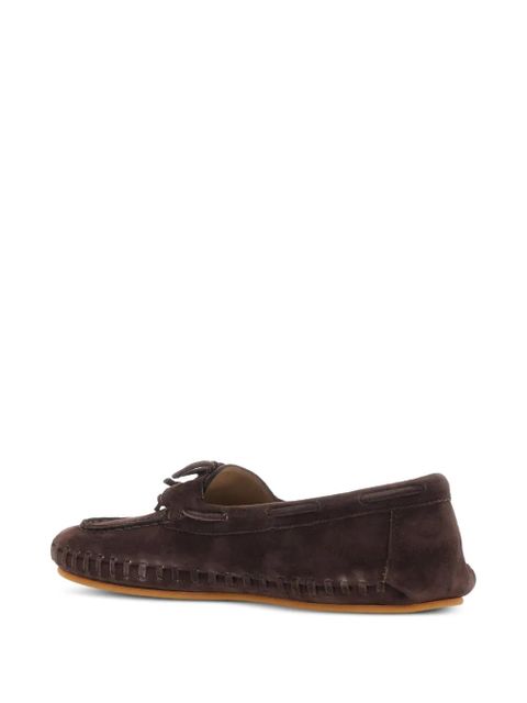 Le Monde Beryl bow-tie detail stitched loafers - Brown