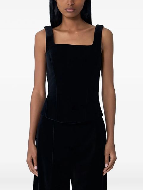 Max Mara velvet square-neck sleeveless top - Black - zdjęcie produktu nr 1