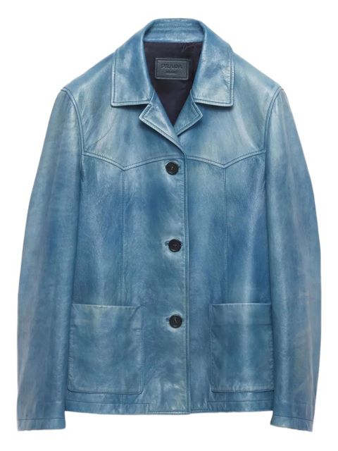 Prada washed leather jacket - Blue - zdjęcie produktu nr 1