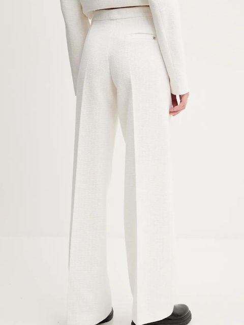 HUGO spodnie damskie kolor beżowy proste high waist 50538128