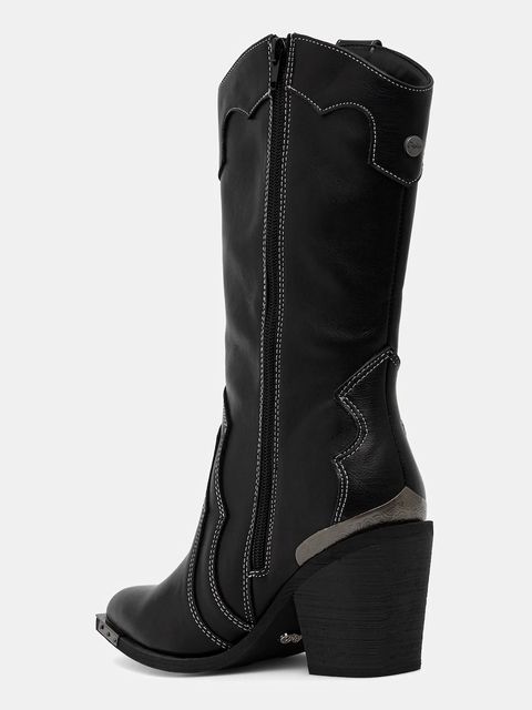 Buffalo kowbojki West Bootie Buckle damskie kolor czarny na słupku 1221052-BLK