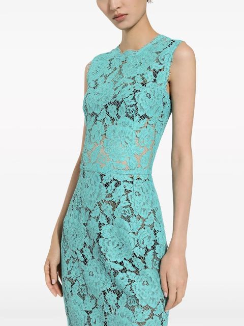 Dolce & Gabbana floral-lace sleeveless midi dress - Blue