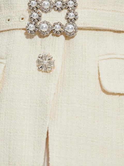 Self-Portrait embellished pleated midi dress - White