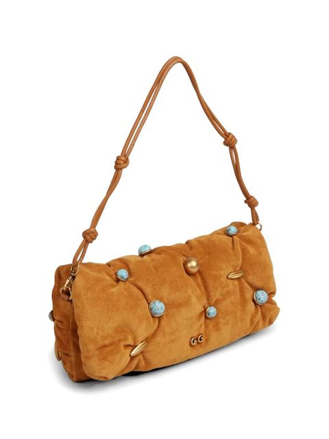 Cult Gaia Amalia suede clutch bag - Brown
