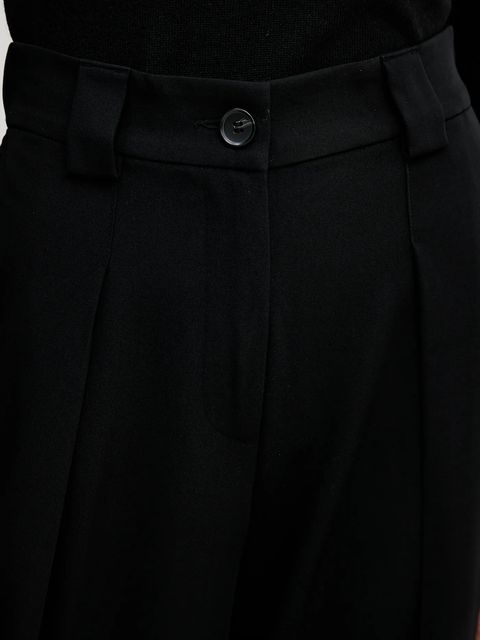 Sisley spodnie damskie kolor czarny proste high waist 4KVXLF07C