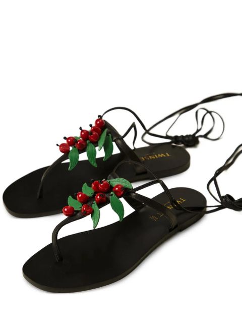 TWINSET cherries-detail lace-up sandals - Black