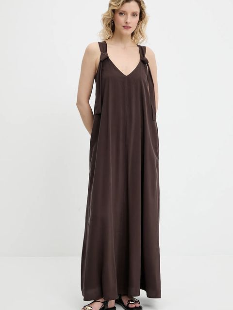 Answear.LAB sukienka kolor brązowy maxi rozkloszowana - zdjęcie produktu nr 1