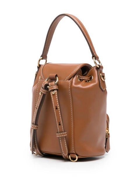 Miu Miu logo flap-top mini bag - Brown