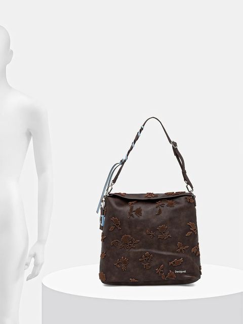 Desigual torebka STENCIL FLOCADO kolor brązowy 25WAKP16