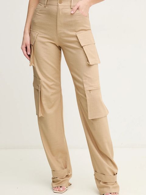 Simona Corsellini spodnie damskie kolor zielony proste high waist P25CPPA017 - zdjęcie produktu nr 1