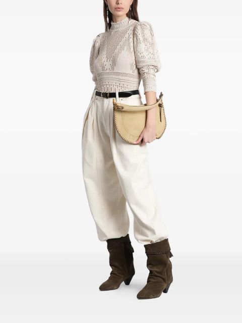ISABEL MARANT Dahara pointelle-knit puffed-sleeve sweater - Neutrals - zdjęcie produktu nr 2