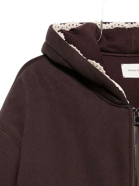 Magda Butrym lace-trimmed zip-up hoodie - Brown