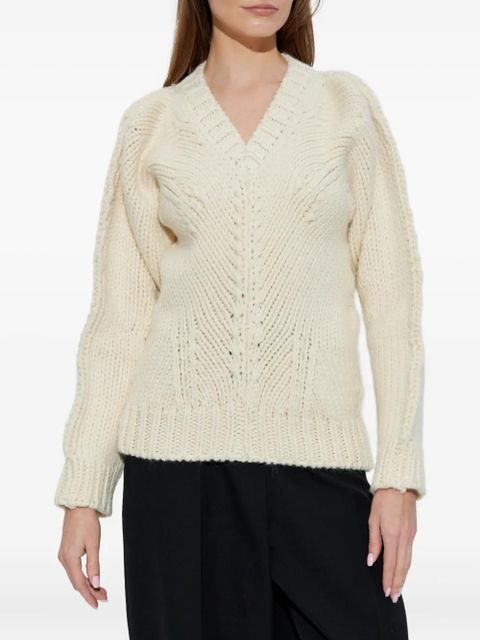 Jil Sander V-neck wool sweater - Neutrals - zdjęcie produktu nr 2