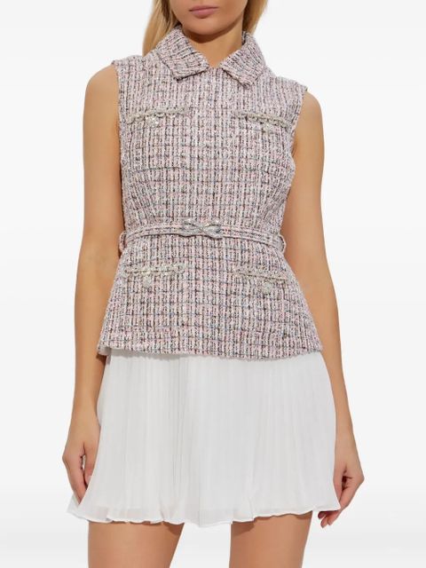 Self-Portrait tweed pleated dress - Pink
