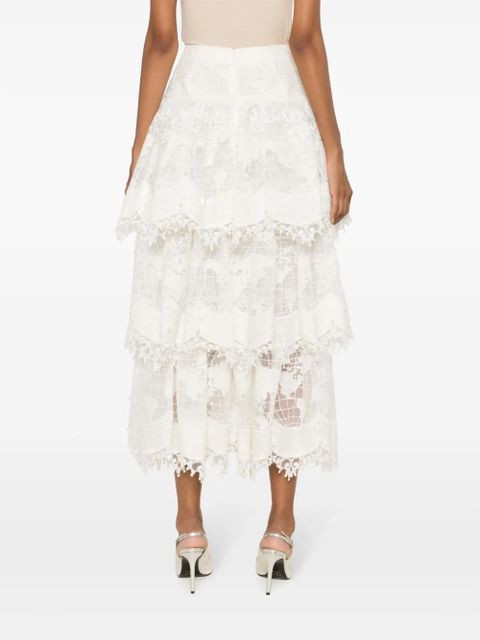 ZIMMERMANN lace-detailing high-waist skirt - White