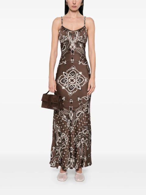 SANDRO bandana-print maxi dress - Brown