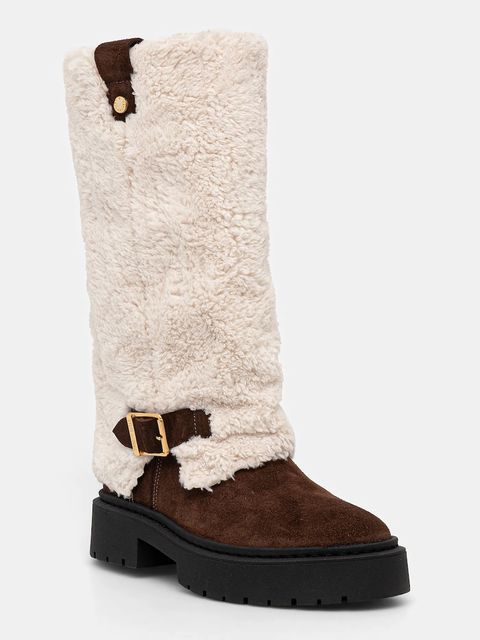 Steve Madden kozaki Godiva damskie kolor beżowy na platformie 11003413 - zdjęcie produktu nr 1