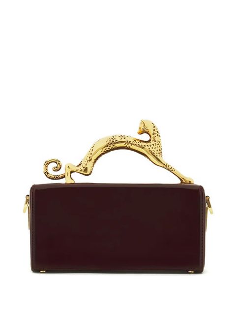 Lanvin Pencil leopard-embellished patent-leather mini bag - Red - zdjęcie produktu nr 2