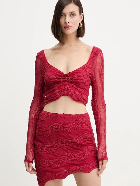 Charo Ruiz Ibiza bluzka damska kolor czerwony gładka 257101 - zdjęcie produktu nr 1