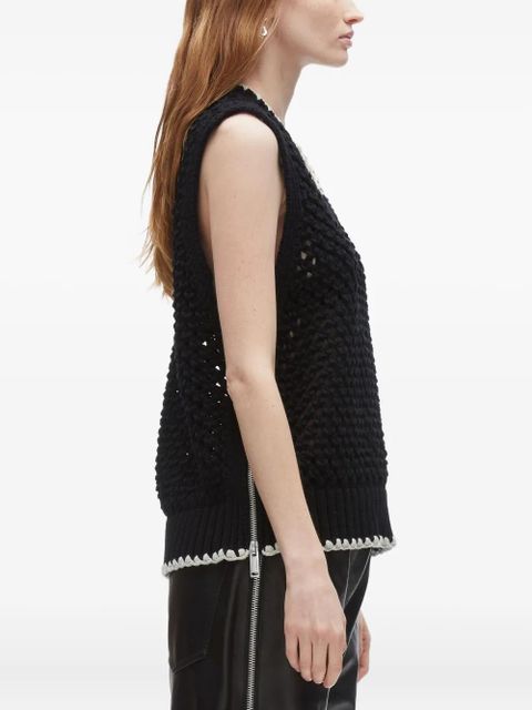 3.1 Phillip Lim crochet-detail zip-side knit vest - Black