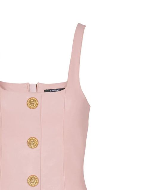 Balmain button-embellished leather mini dress - Pink - zdjęcie produktu nr 2