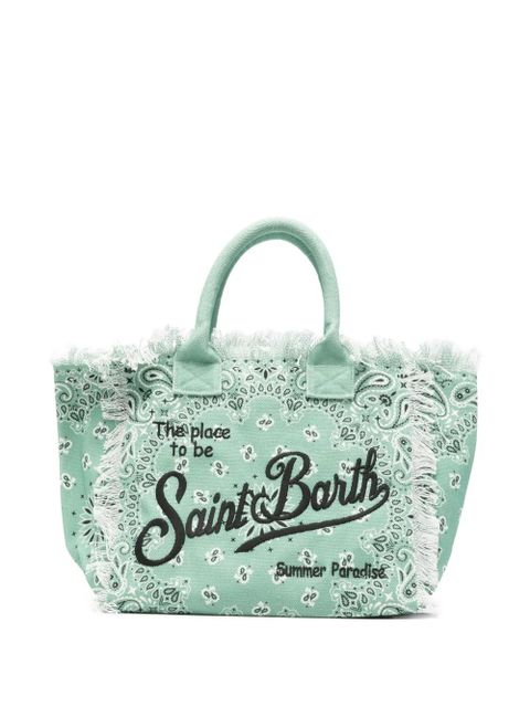 MC2 Saint Barth Vanity paisley-print frayed tote bag - Green - zdjęcie produktu nr 1