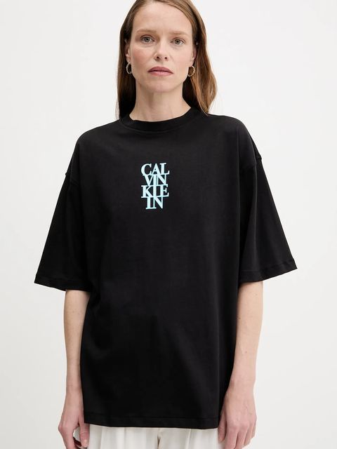 Calvin Klein Jeans t-shirt bawełniany damski kolor czarny LV047C818G - zdjęcie produktu nr 1