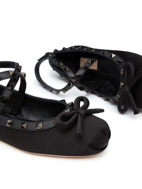 Valentino Garavani Rockstud satin ballet flats - Black