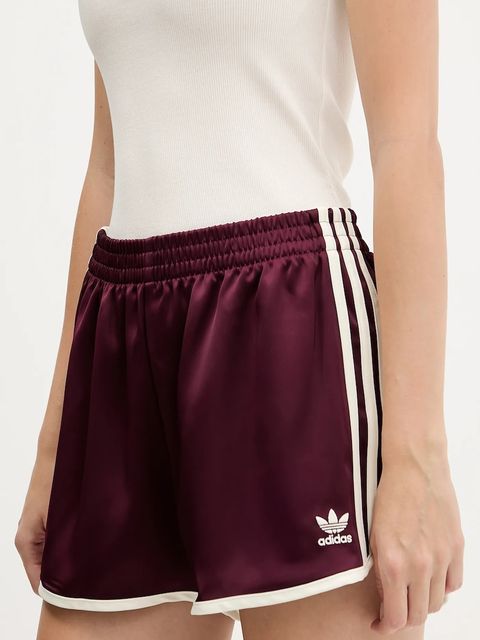 adidas Originals szorty 3-Stripes damskie kolor bordowy gładkie high waist KA7738