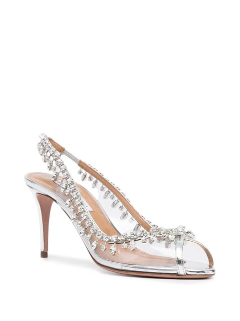 Aquazzura embellished-trim open-toe pumps - Silver - zdjęcie produktu nr 2