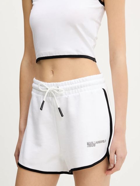 Karl Lagerfeld Jeans szorty bawełniane damskie kolor biały gładkie high waist A2W10095 - zdjęcie produktu nr 1