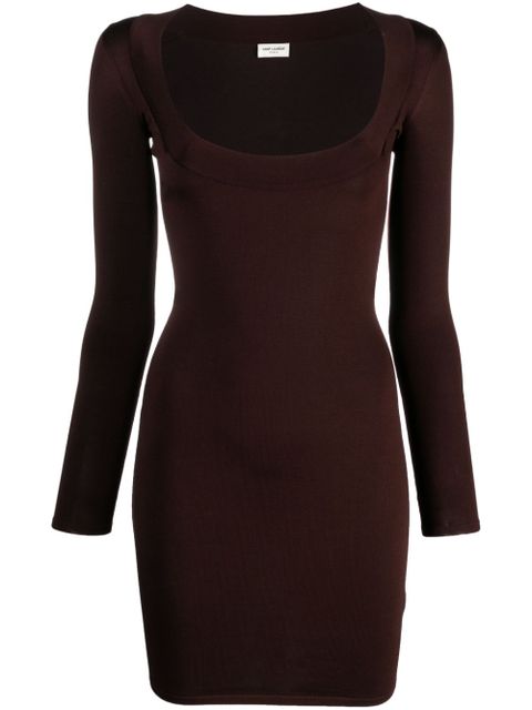 Saint Laurent Décolleté mini dress - Brown